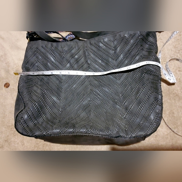 Wilsons Leather Dark Grey Rivet Brand Large Crossbody - Picture 9 of 11